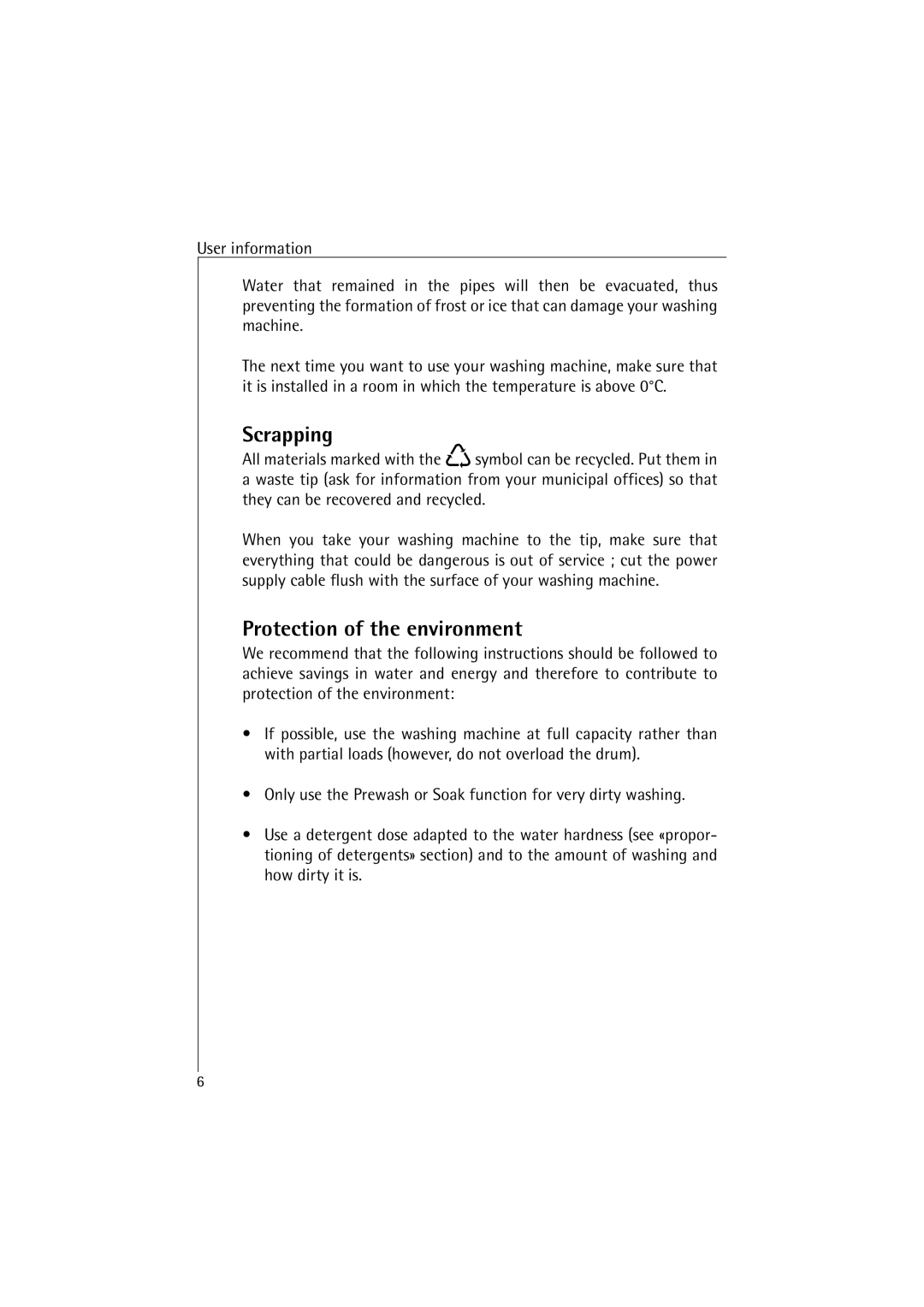 AEG 47380 manual Scrapping, Protection of the environment 