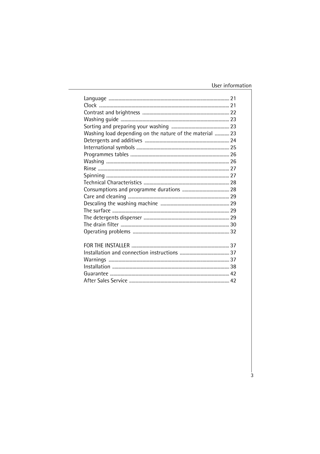 AEG 48380 manual User information 