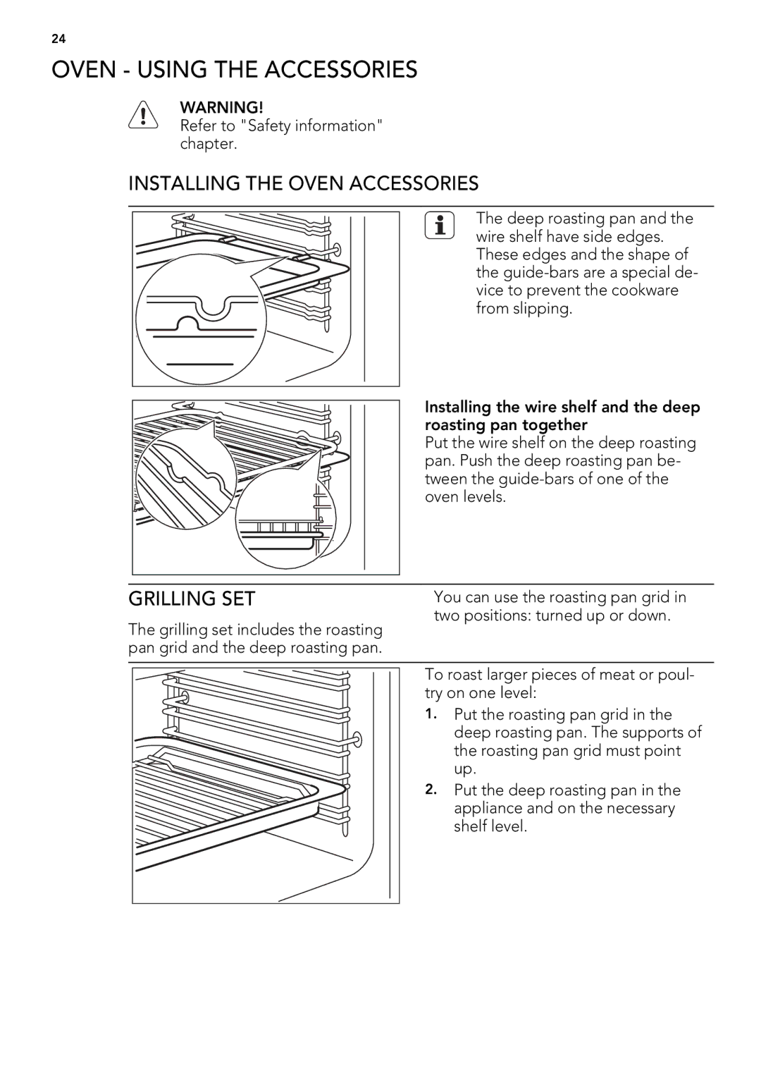 AEG 49332I-MN user manual Oven Using the Accessories, Installing the Oven Accessories, Grilling SET 