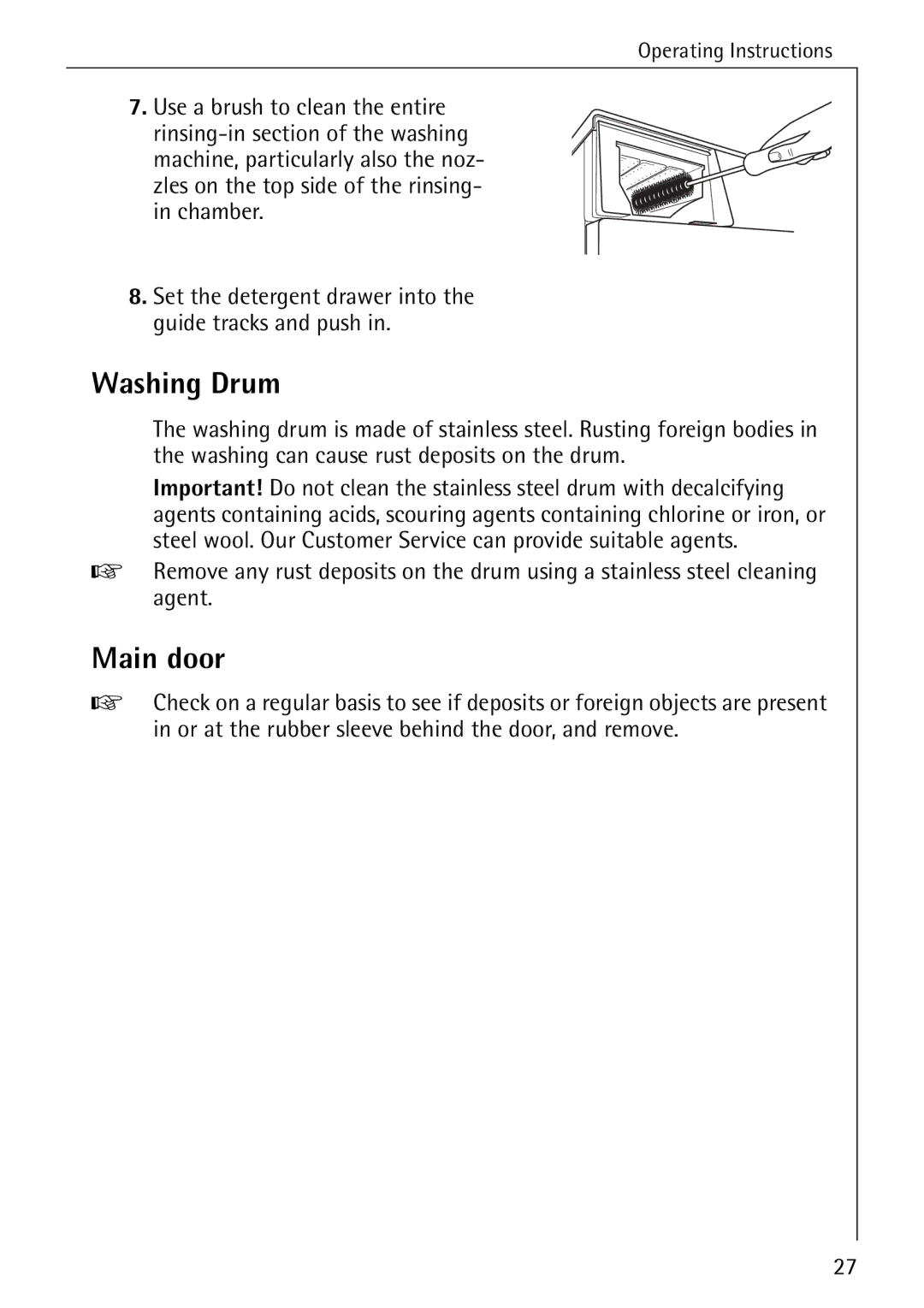 AEG 50265 manual Washing Drum, Main door 