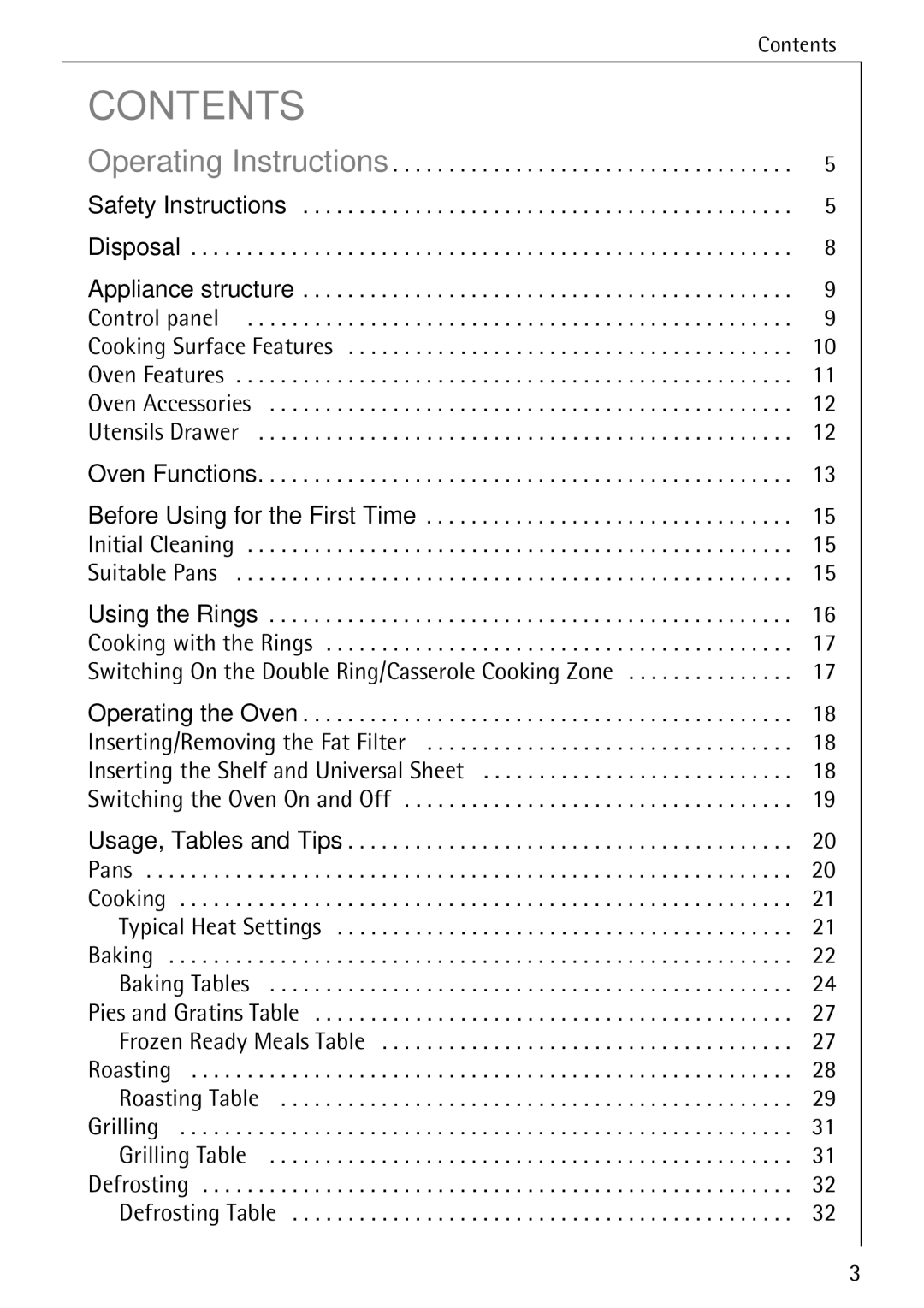 AEG 5033 V operating instructions Contents 