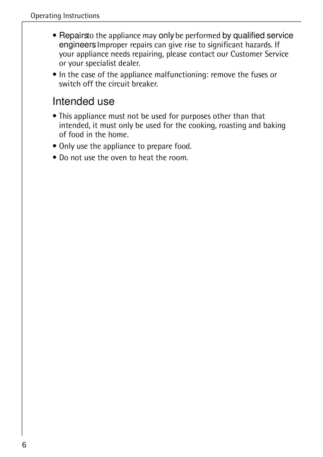 AEG 5033 V operating instructions Intended use 