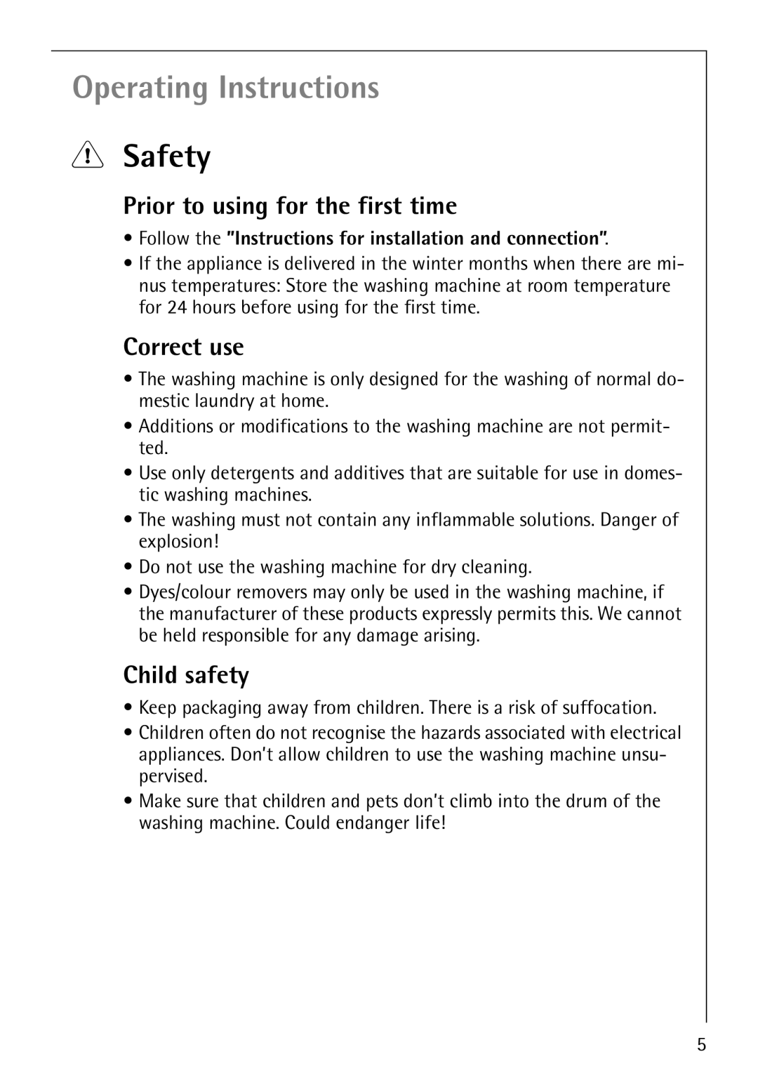 AEG 50212, 50612 manual Safety, Prior to using for the first time, Correct use, Child safety 