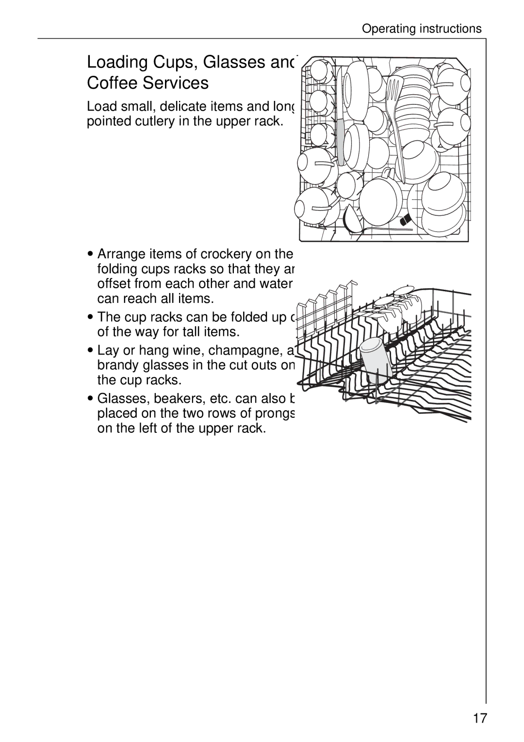 AEG 5071 manual Loading Cups, Glasses Coffee Services 