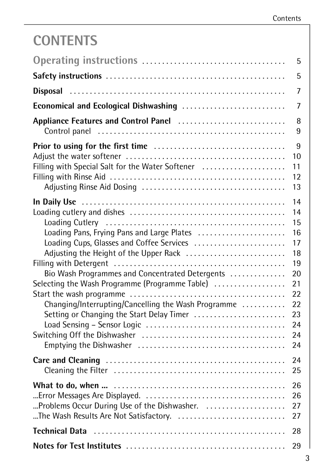 AEG 5071 manual Contents 