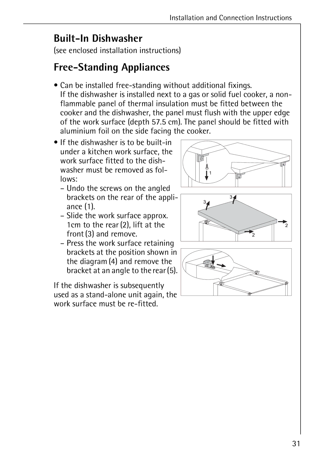 AEG 5071 manual Built-In Dishwasher, Free-Standing Appliances, See enclosed installation instructions 