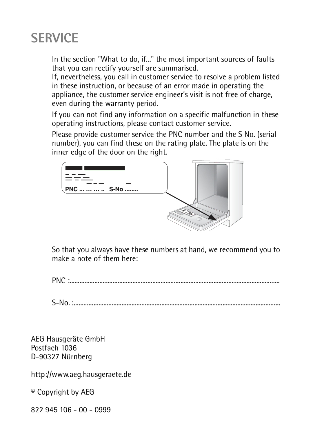 AEG 5071 manual Service 