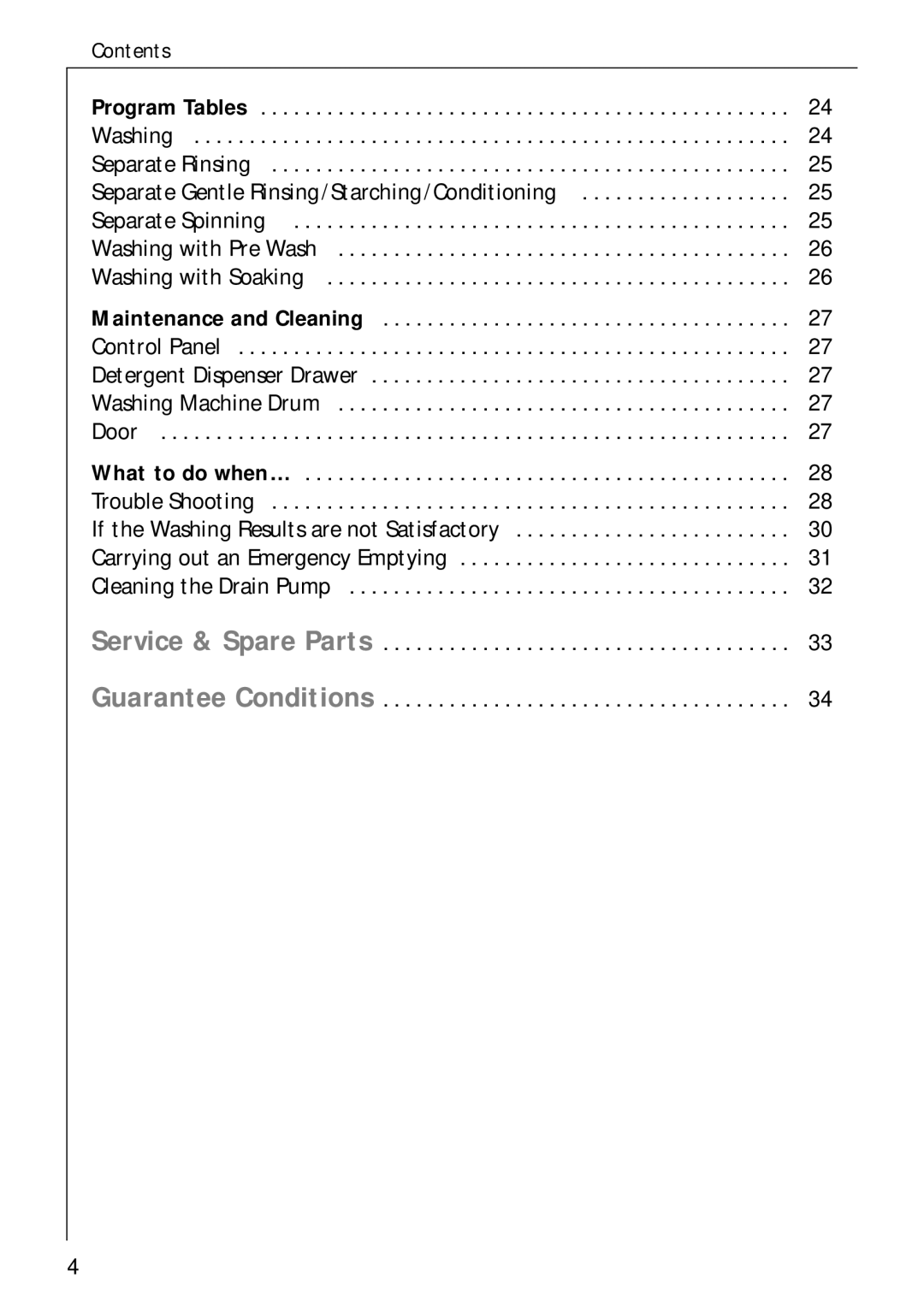 AEG 50720 manual Contents 