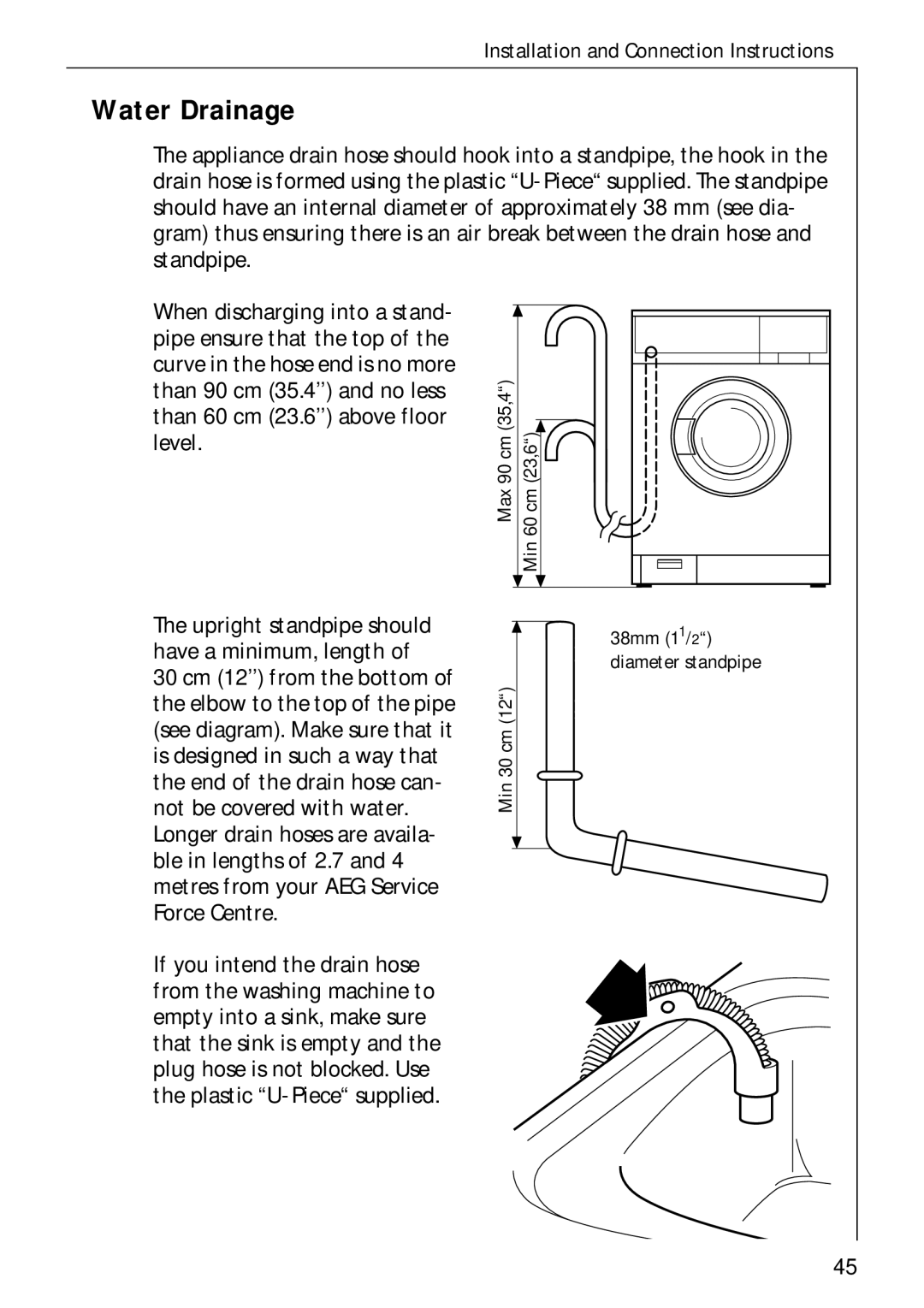 AEG 50720 manual Water Drainage 