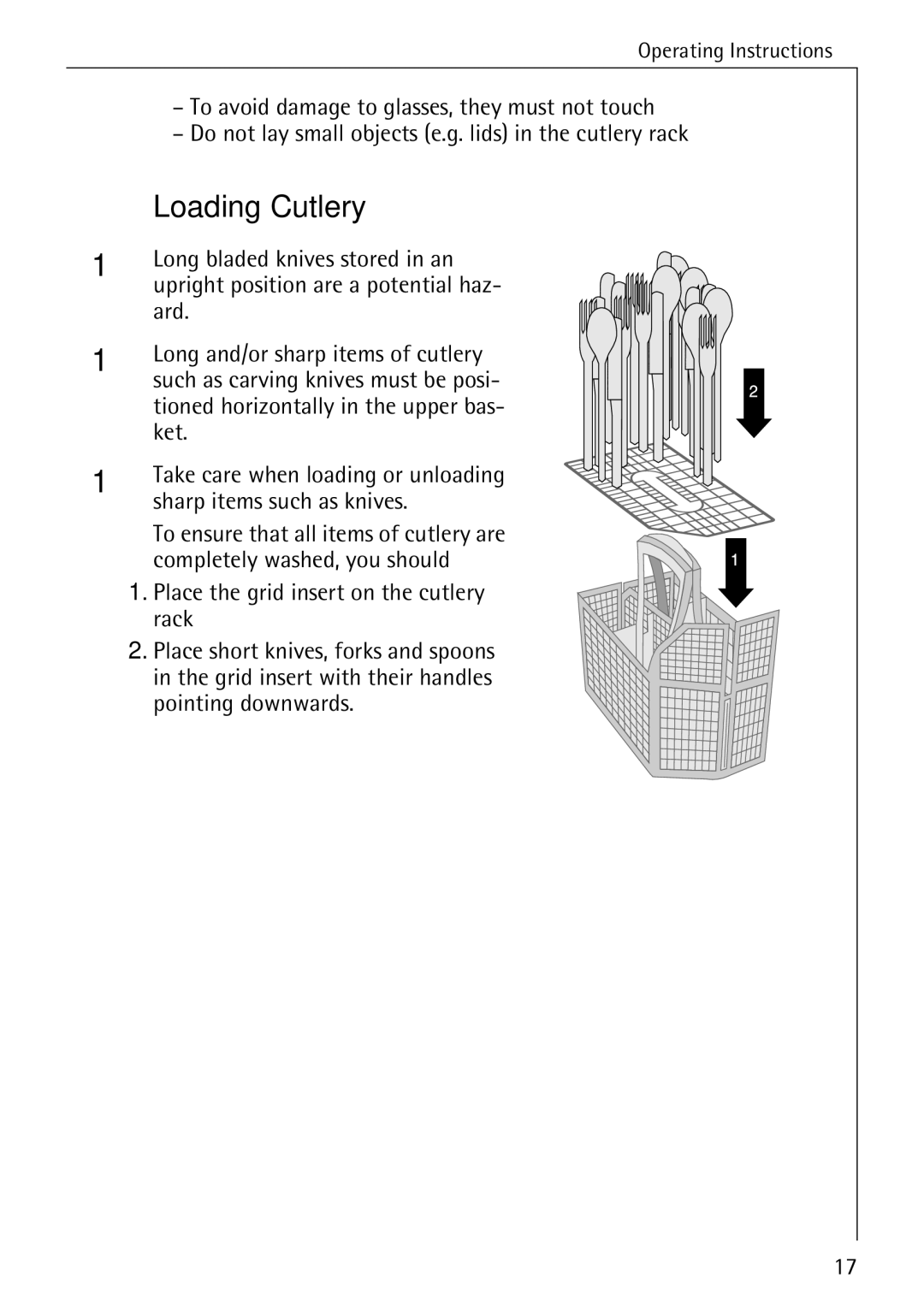 AEG 50730 manual Loading Cutlery 