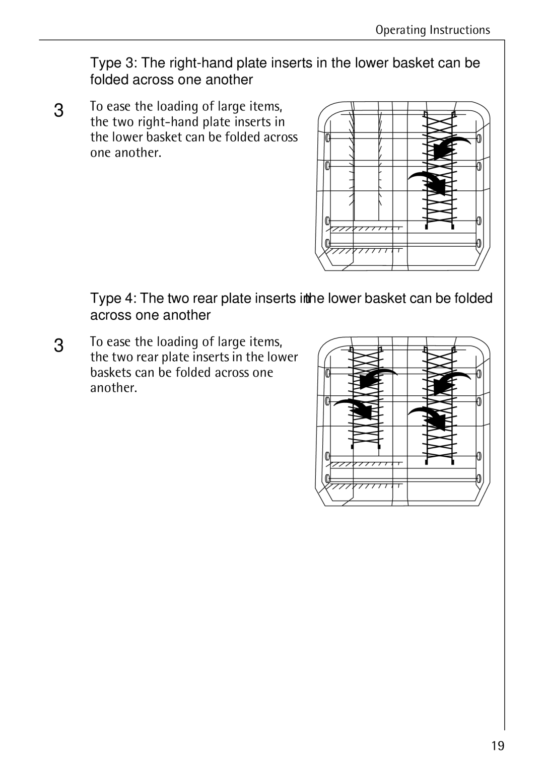 AEG 50730 manual Folded across one another, Across one another, Two rear plate inserts in the lower 