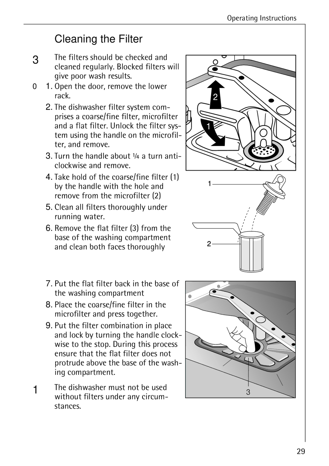 AEG 50730 manual Cleaning the Filter 