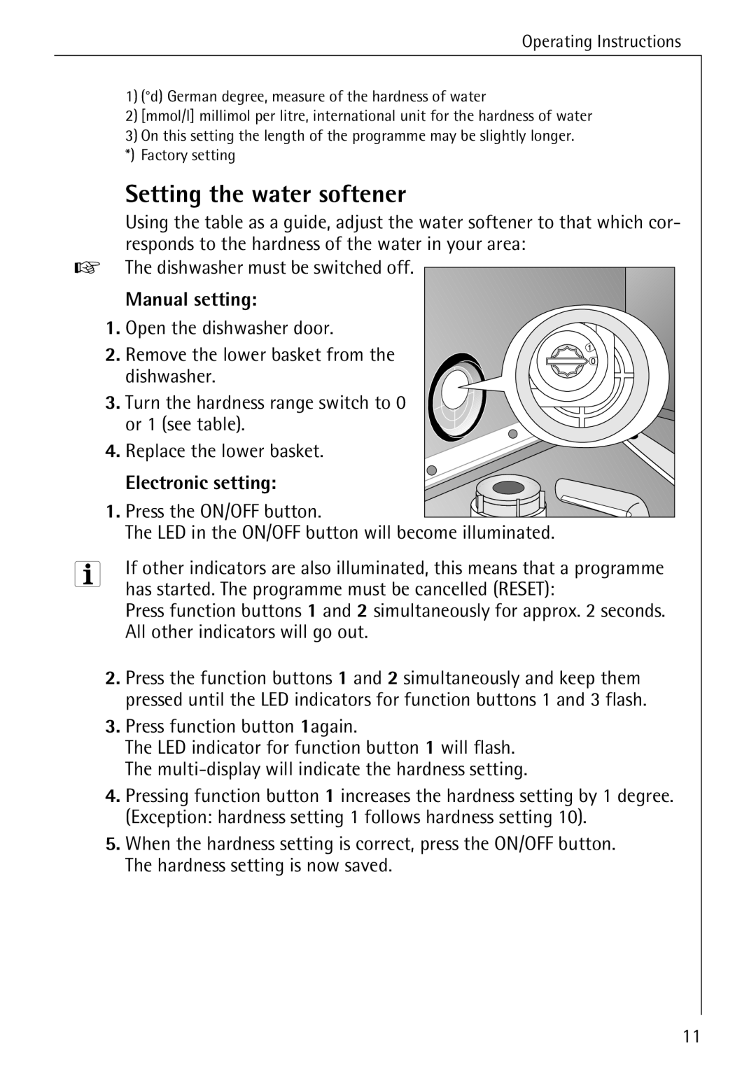 AEG 50760 I manual Manual setting, Electronic setting 