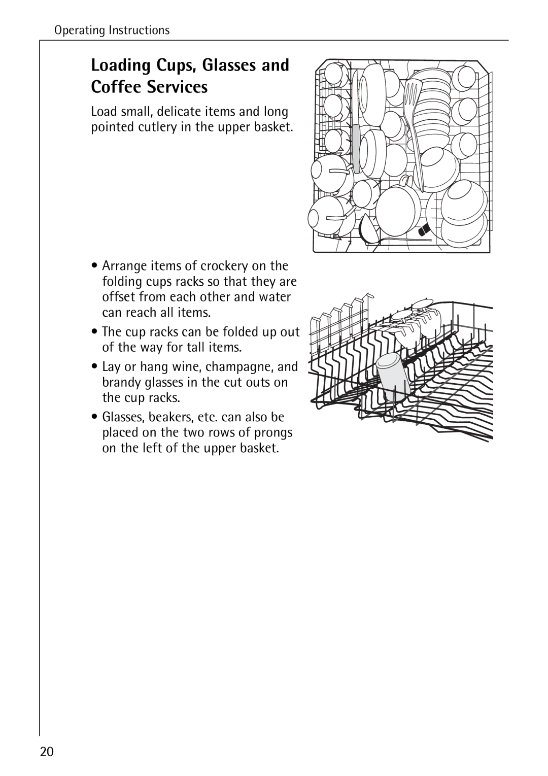 AEG 50760 I manual Loading Cups, Glasses and Coffee Services 