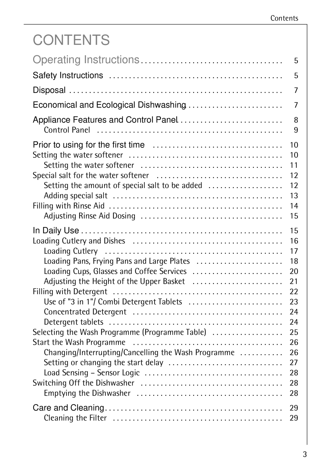 AEG 50760 I manual Contents 