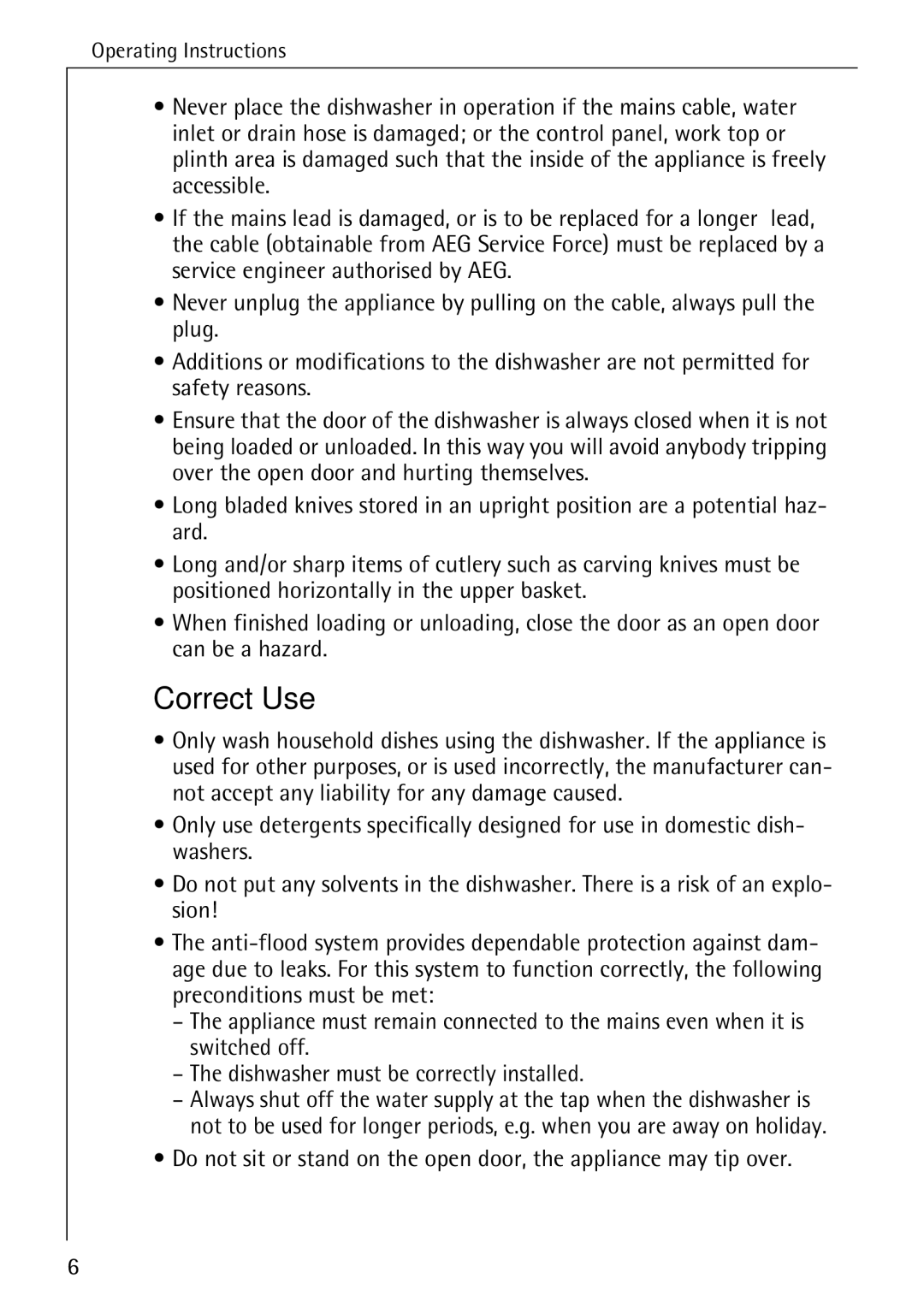 AEG 50760 I manual Correct Use 