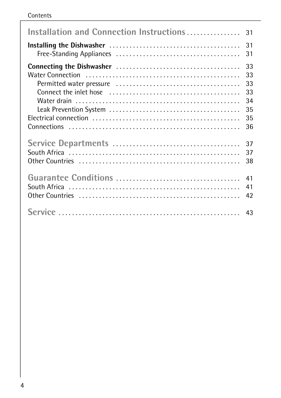 AEG 50800 manual Installation and Connection Instructions 