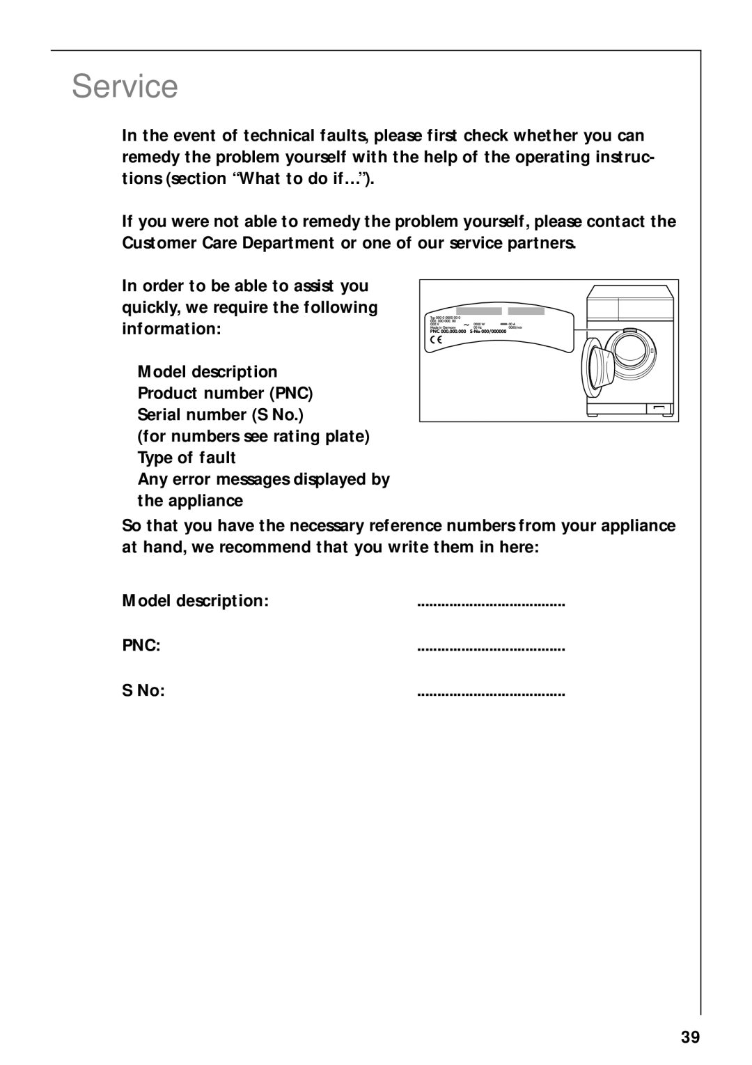 AEG 52610 manual Service 