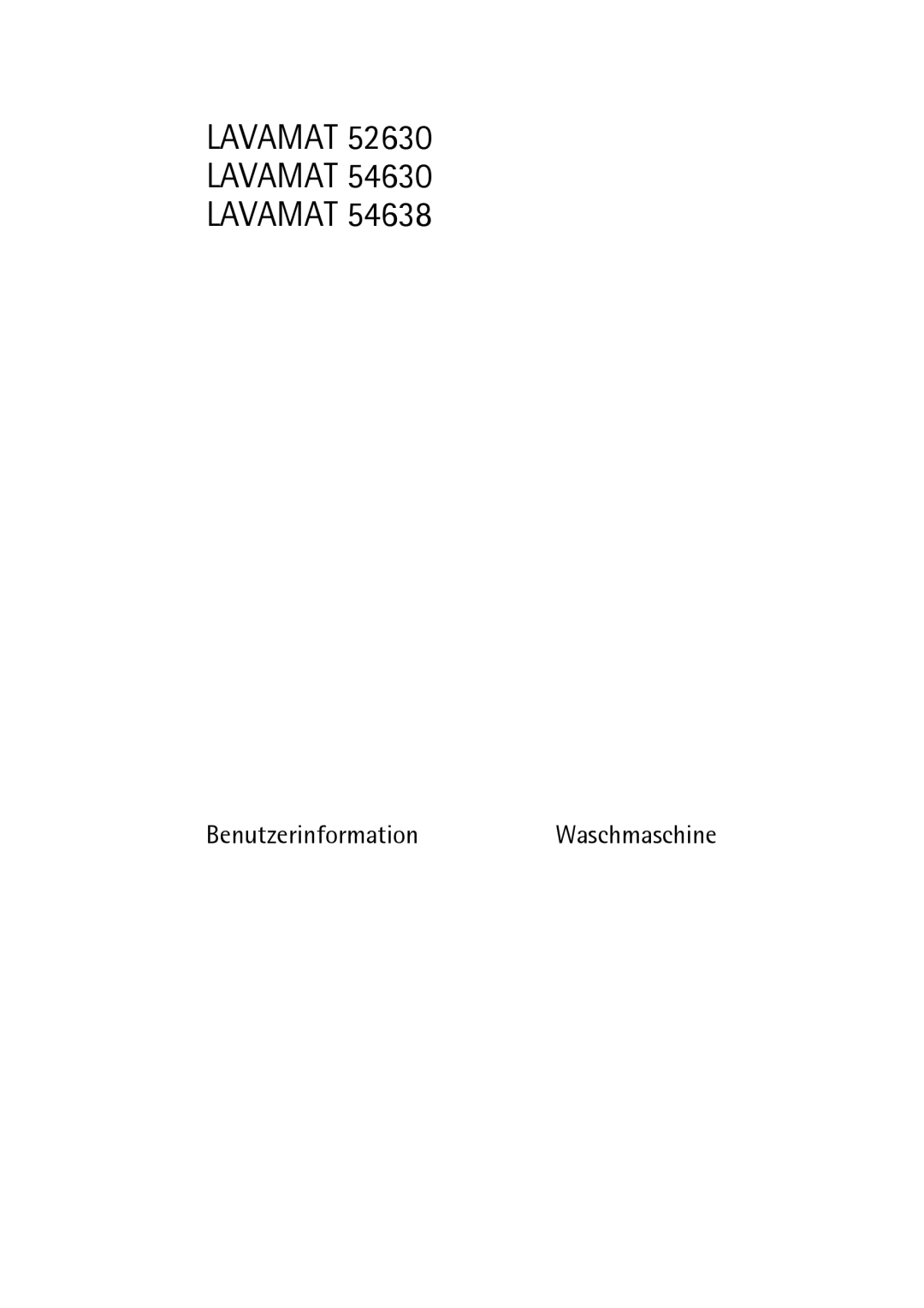 AEG 52630 manual Lavamat, BenutzerinformationWaschmaschine 