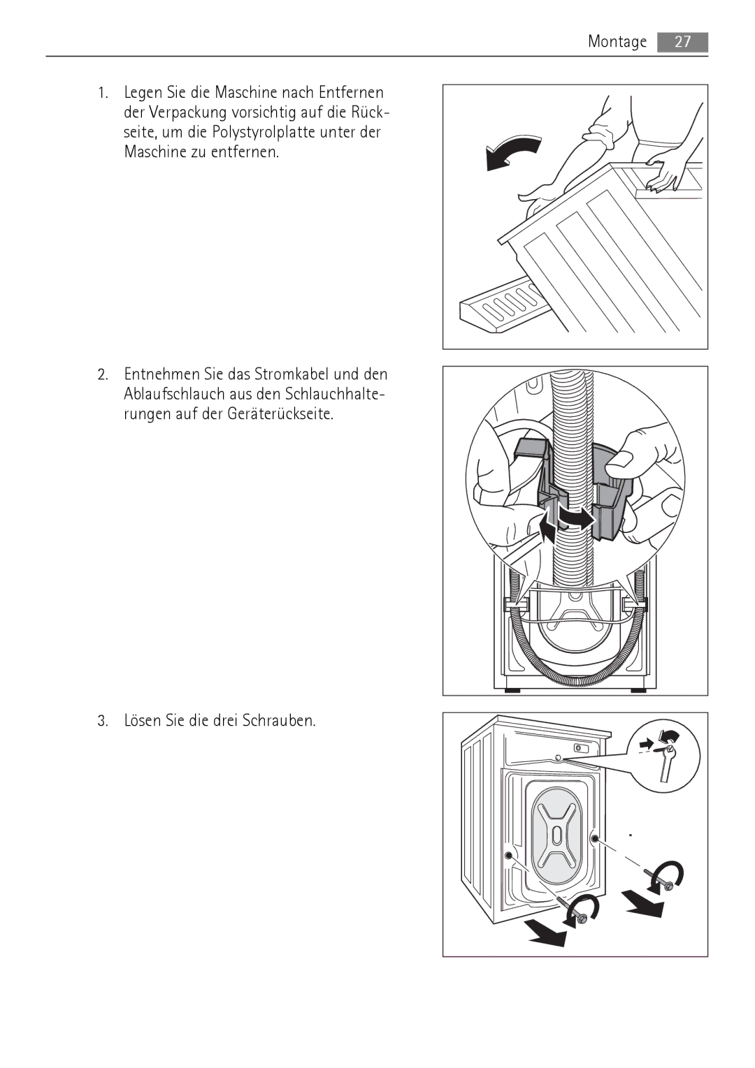 AEG 52630 manual Lösen Sie die drei Schrauben 