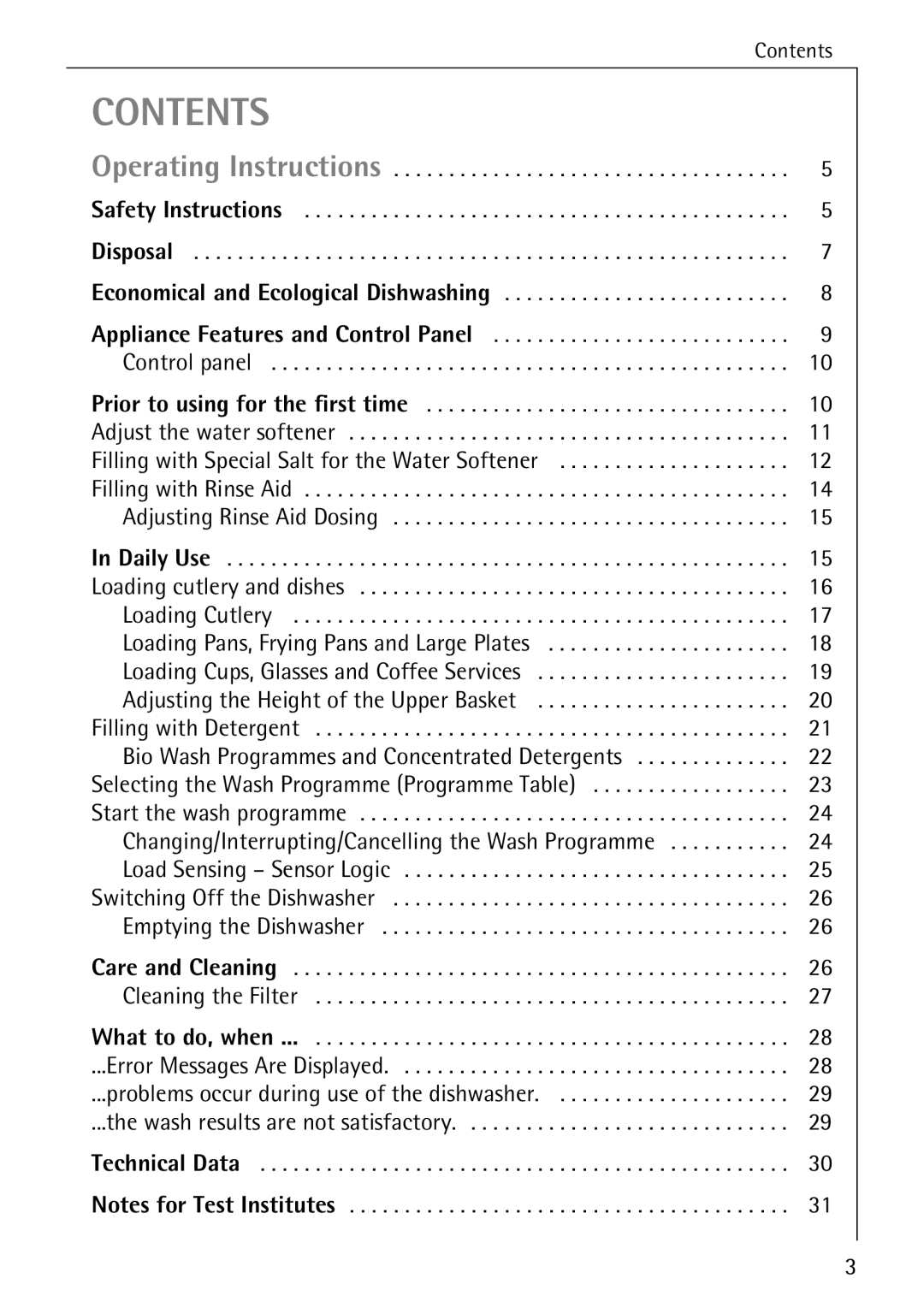 AEG 5270 I manual Contents 