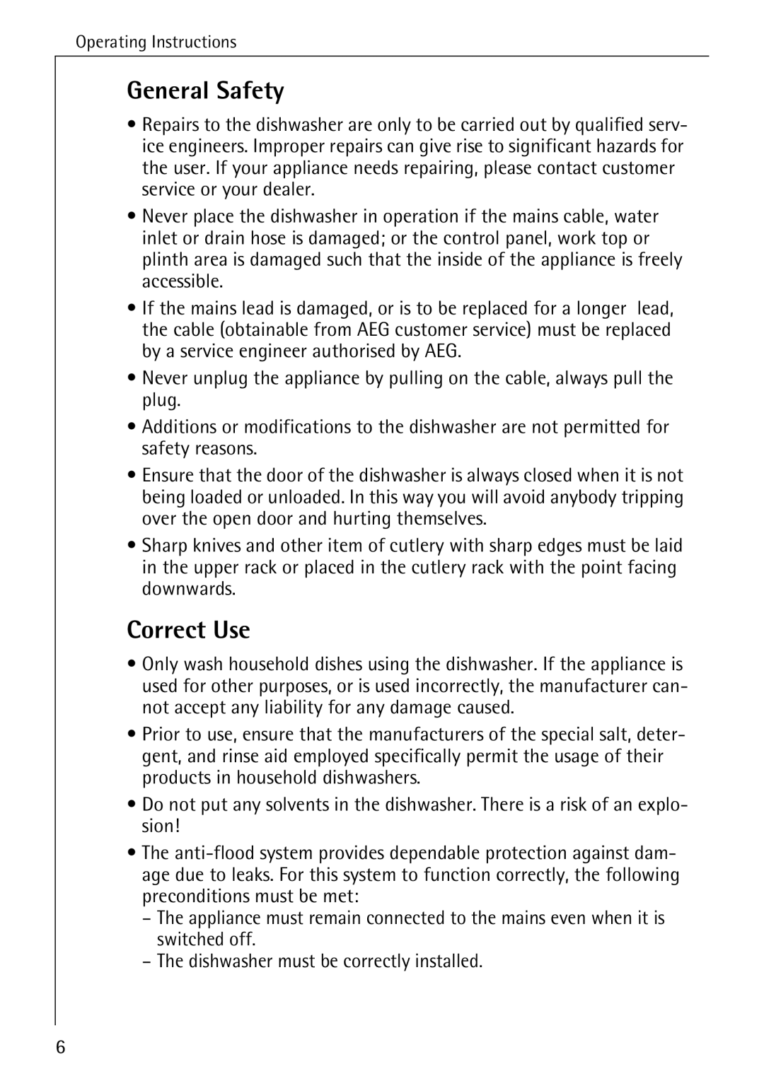 AEG 5270 I manual General Safety, Correct Use 