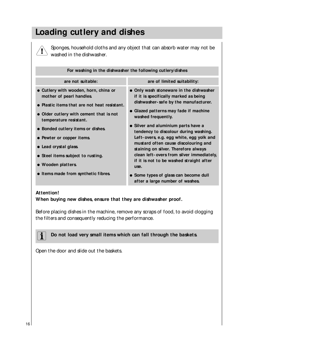 AEG 54710 operating instructions Loading cutlery and dishes 