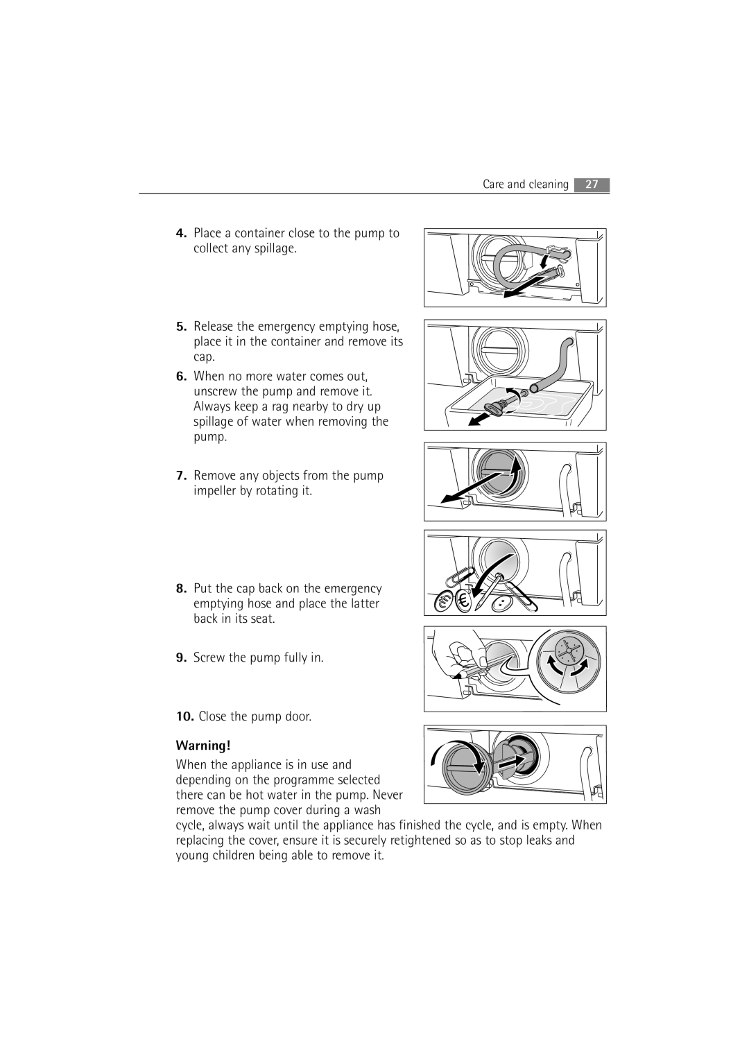 AEG 54840 manual Care and cleaning 