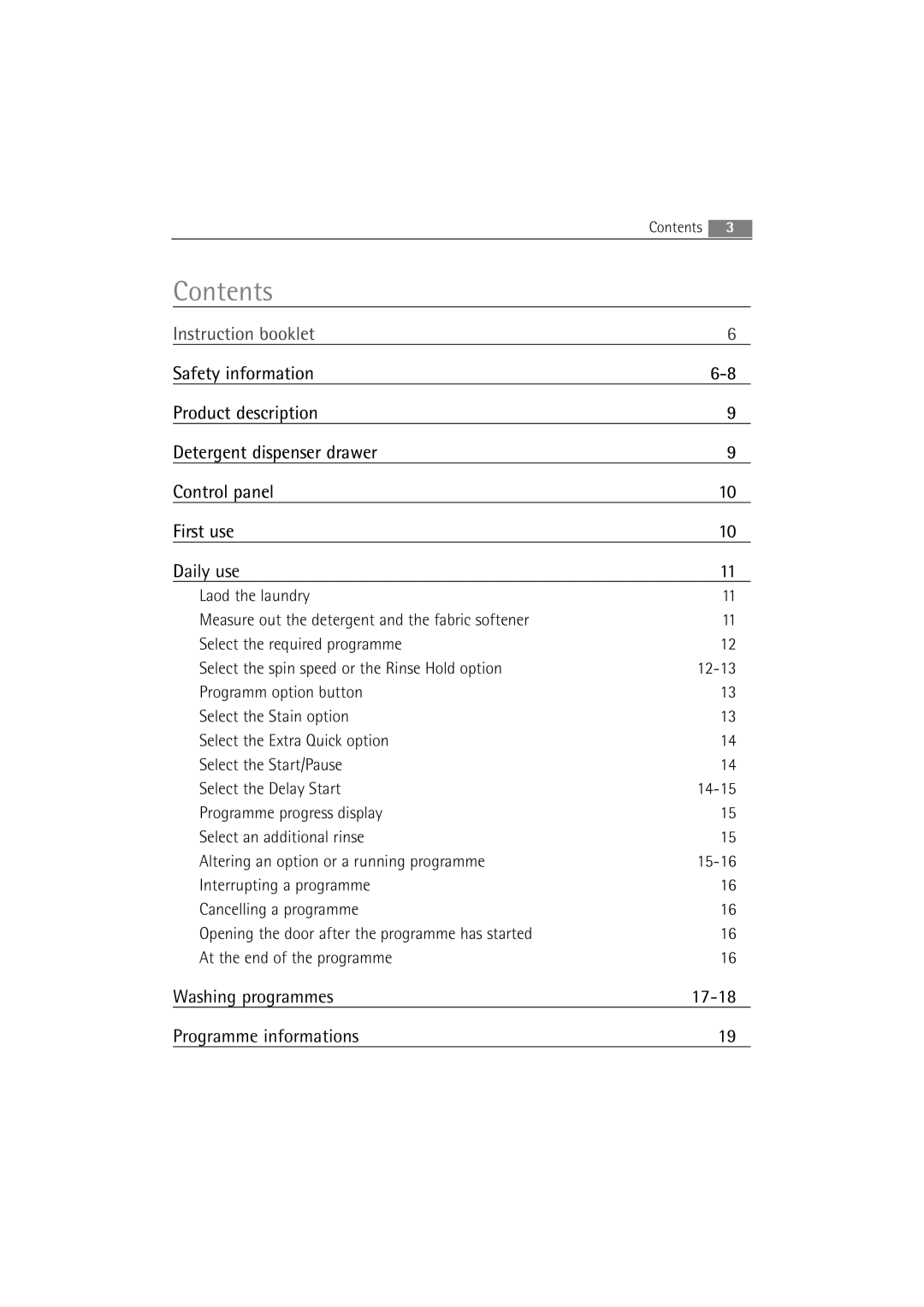 AEG 54840 manual Contents 