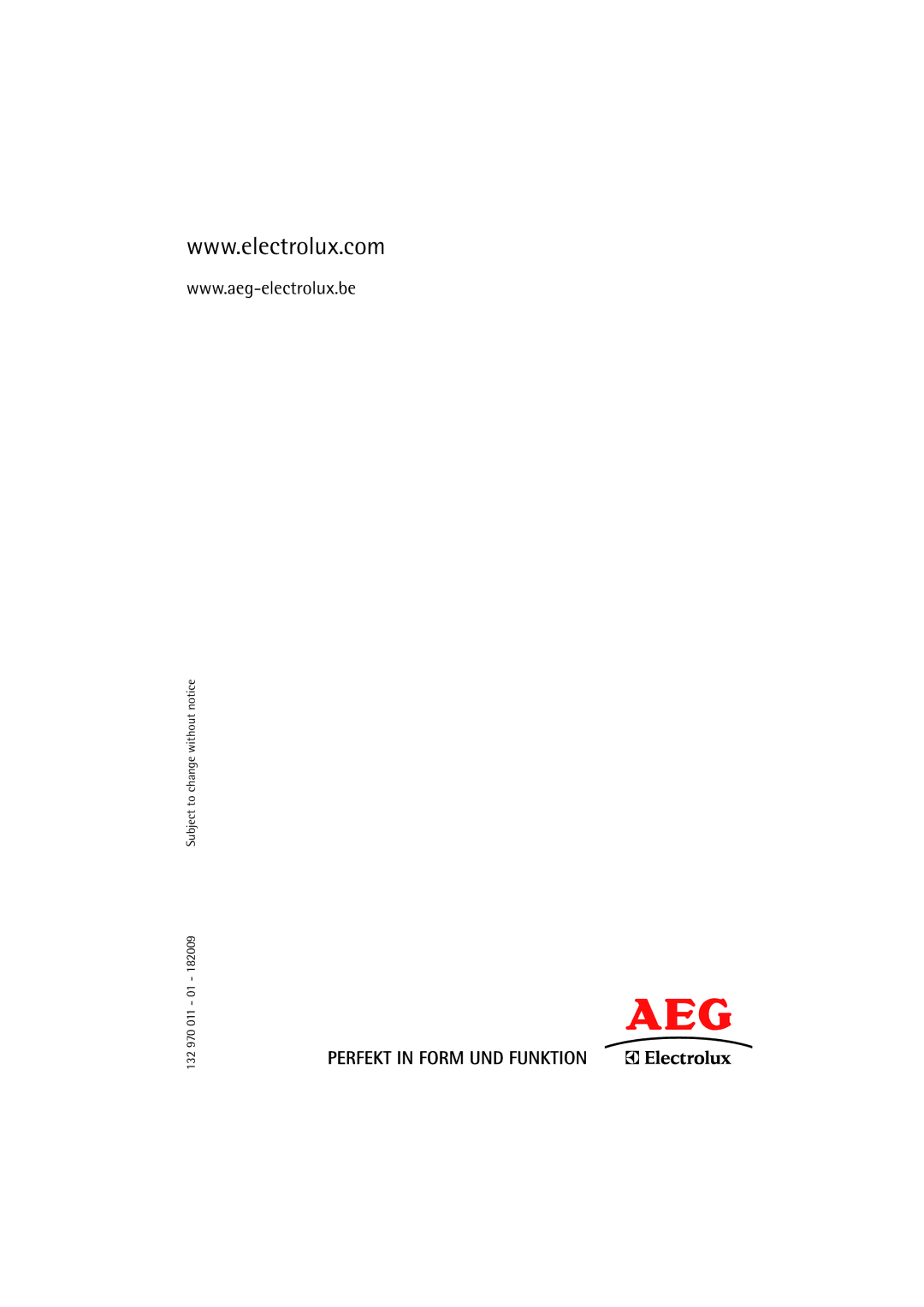 AEG 54840 manual Subject to change without notice 132 970 011 01 