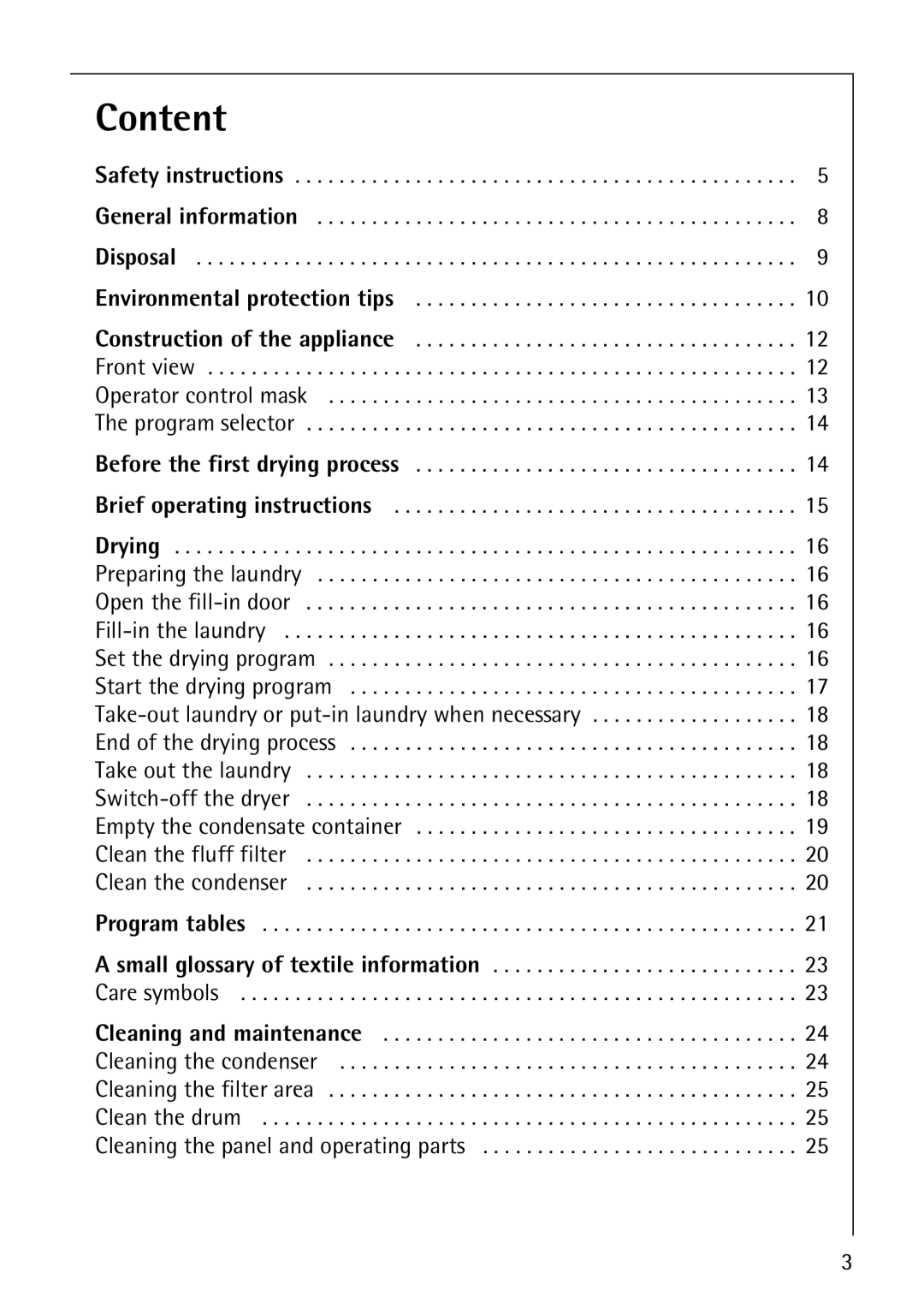 AEG 56609 operating instructions Content 