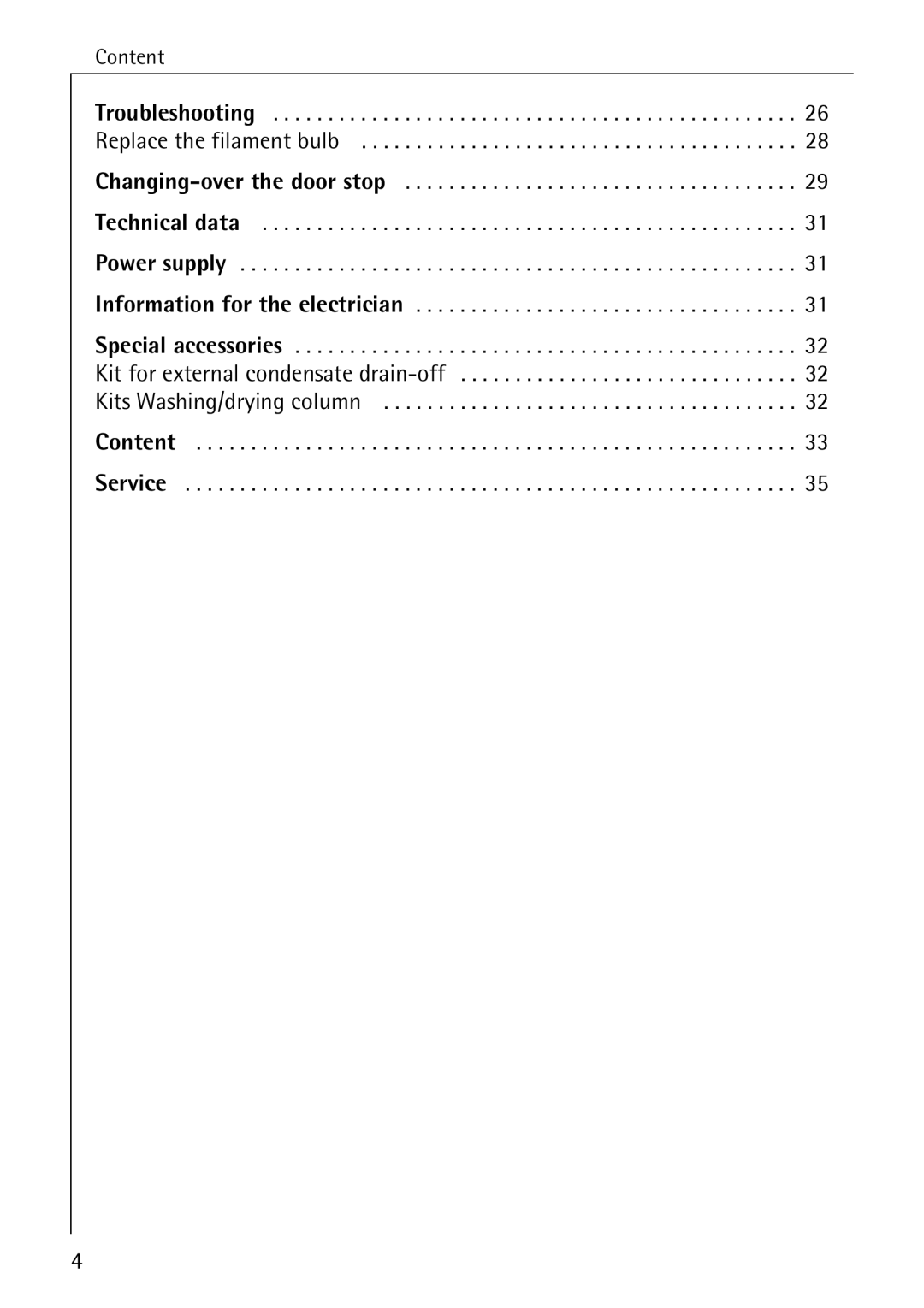 AEG 56609 operating instructions Content 