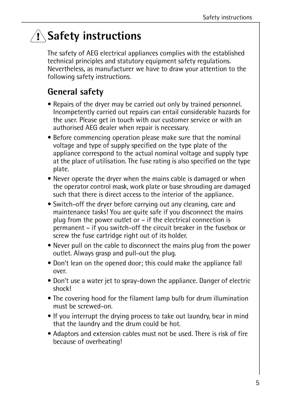 AEG 56609 operating instructions 1Safety instructions, General safety 