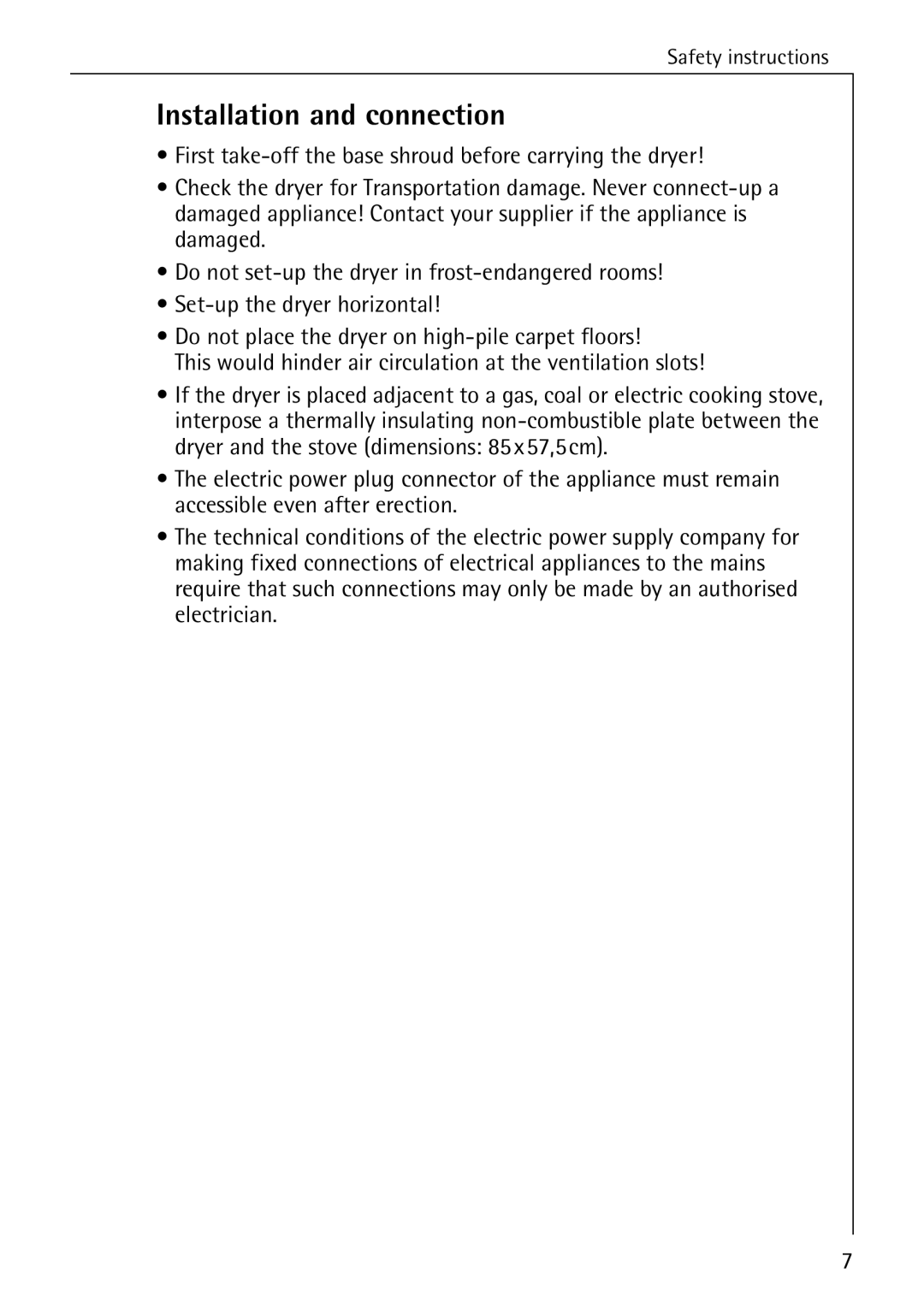 AEG 56609 operating instructions Installation and connection 