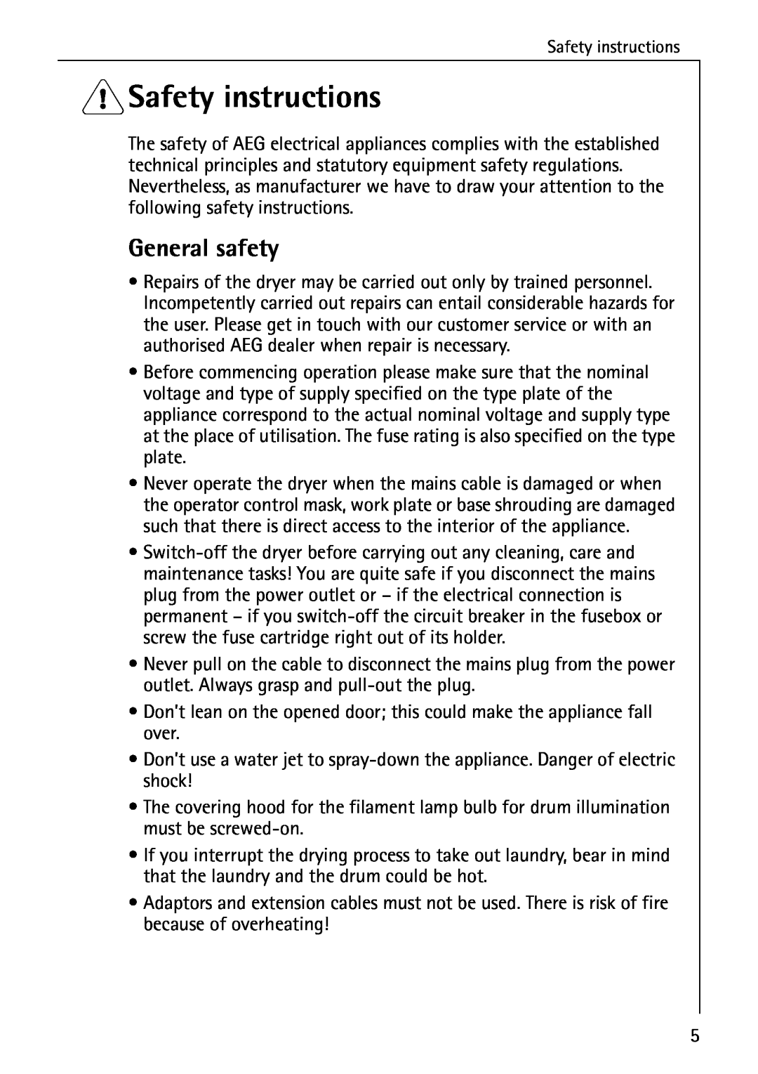 AEG 56609 operating instructions 1Safety instructions, General safety 