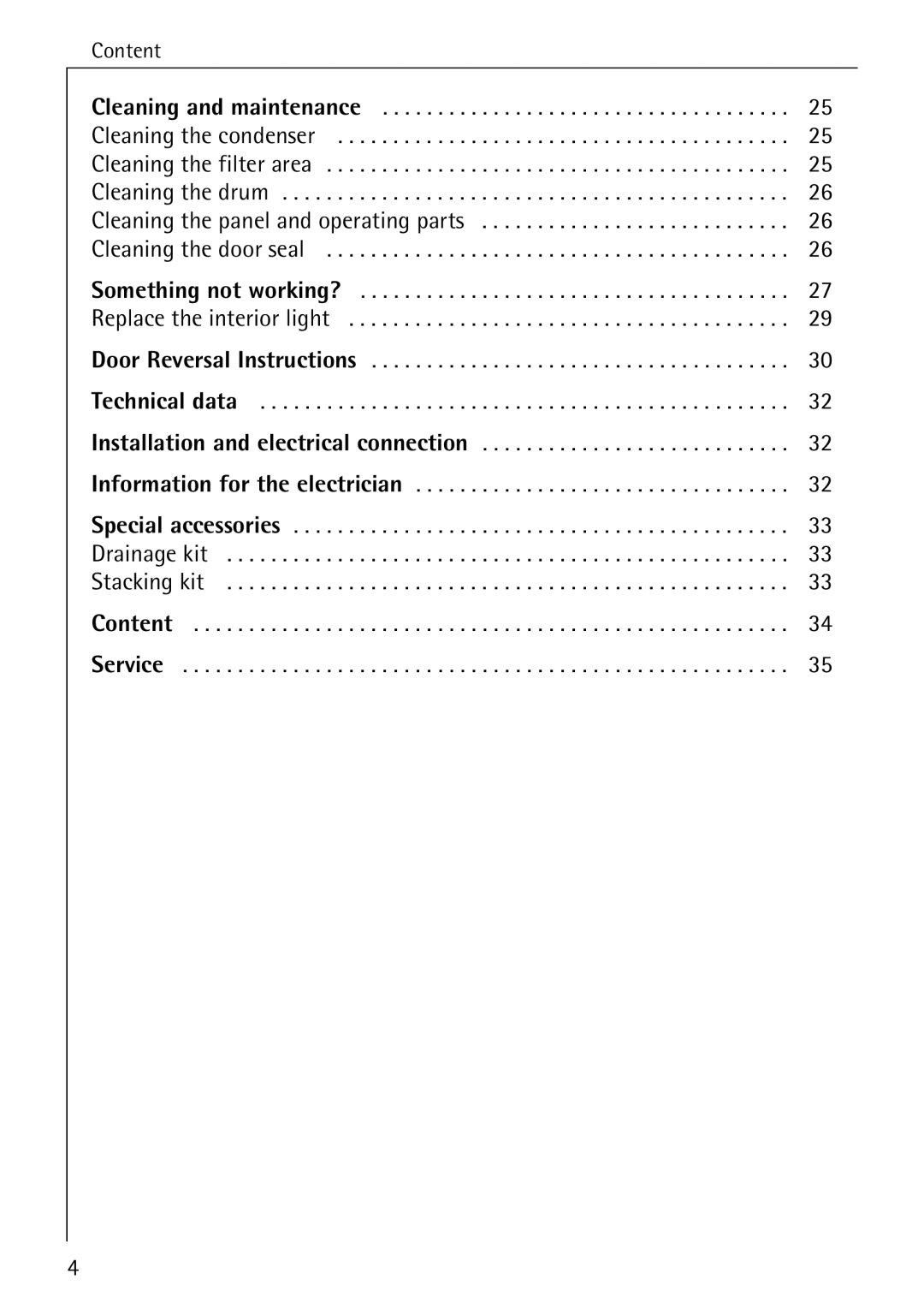 AEG 57320 operating instructions Content 