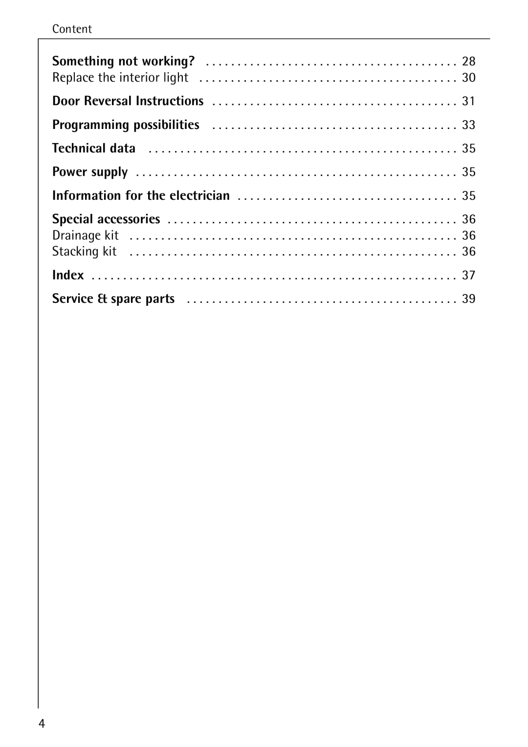 AEG 57700 operating instructions Content 