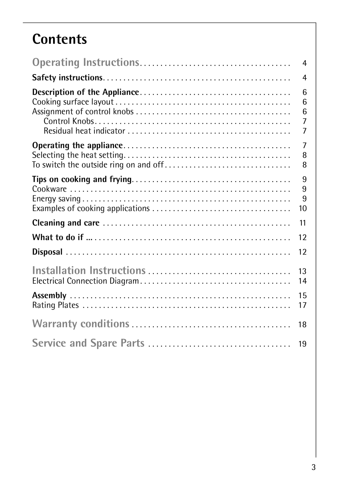 AEG 6010 K manual Contents 