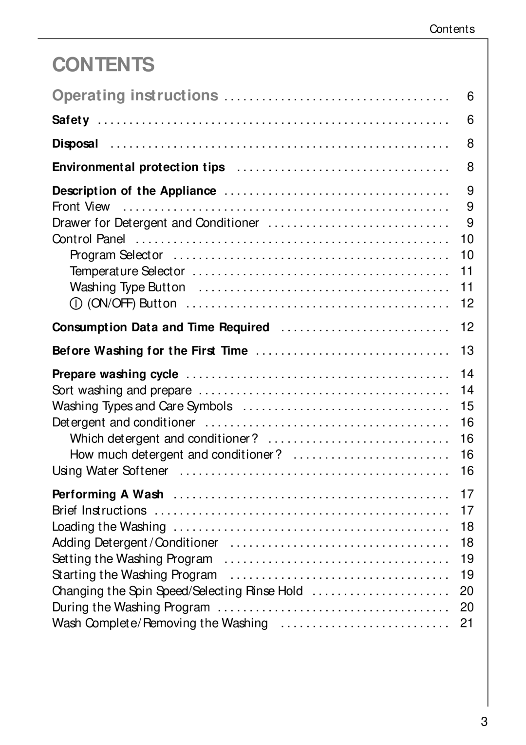 AEG 60300 manual Contents 