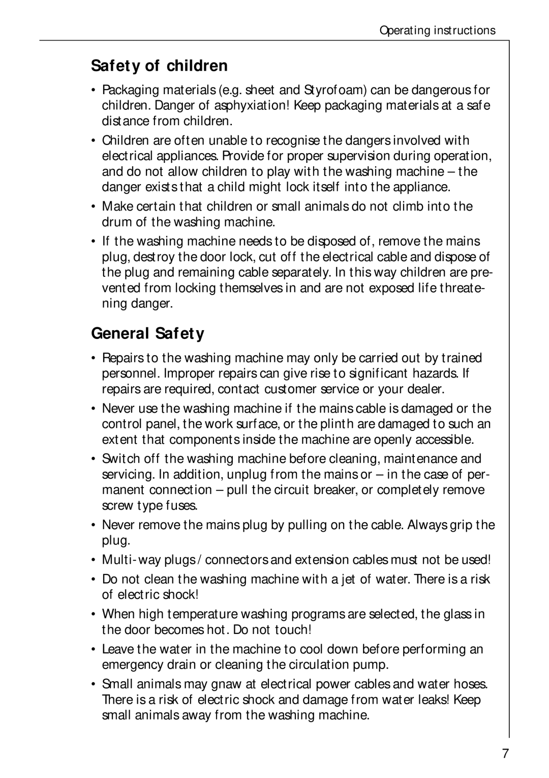 AEG 60300 manual Safety of children, General Safety 