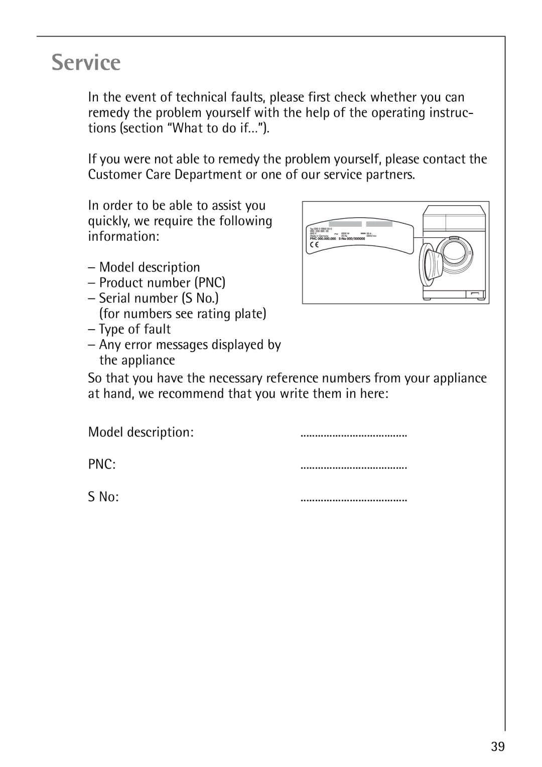 AEG 60810 manual Service 