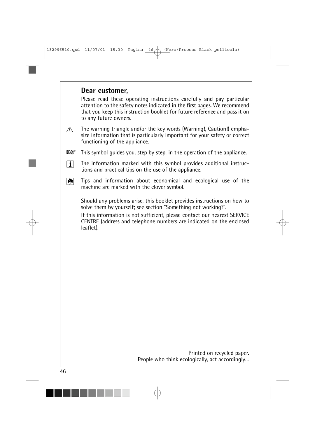 AEG 60820 manual Dear customer 