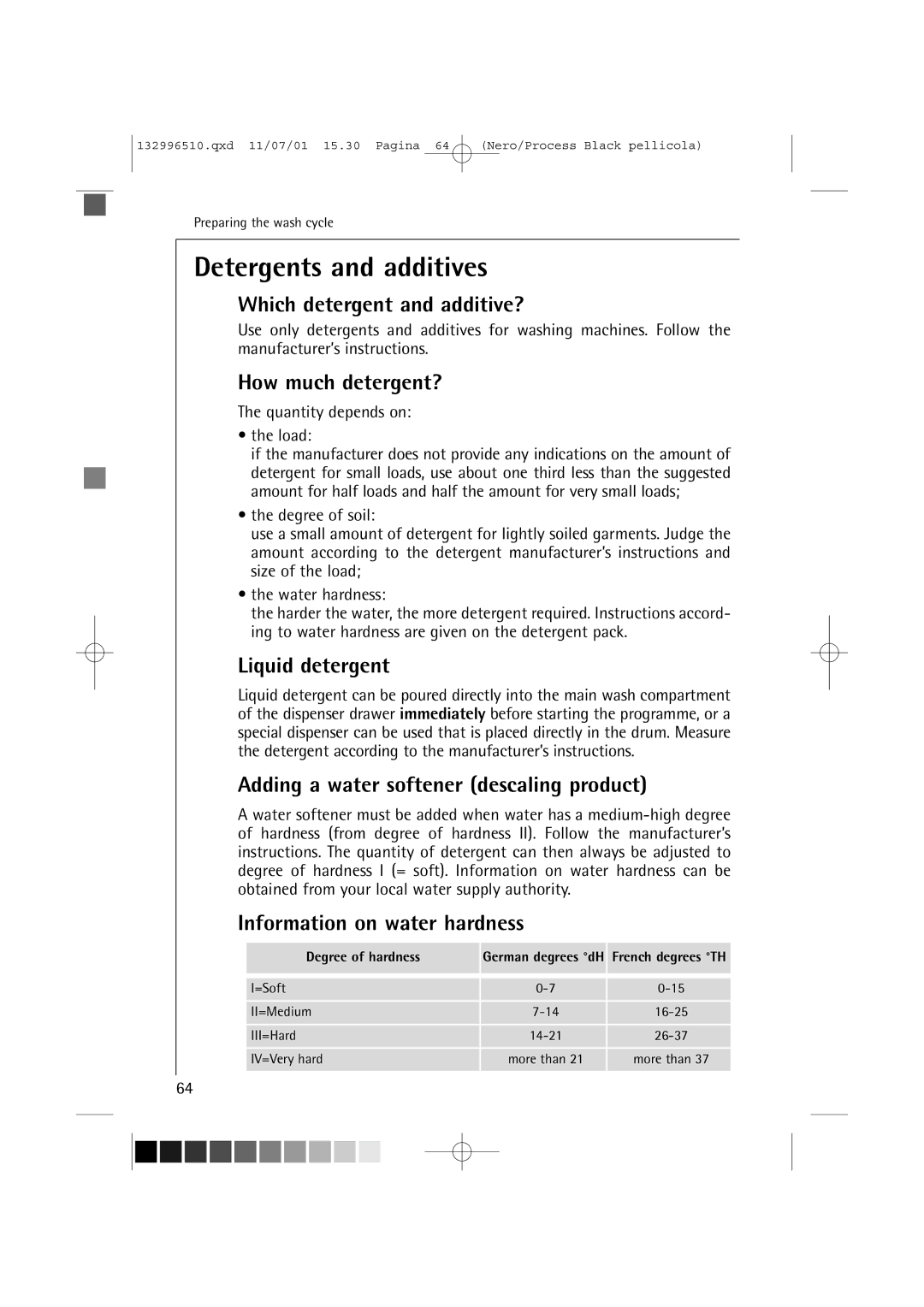 AEG 60820 manual Detergents and additives 