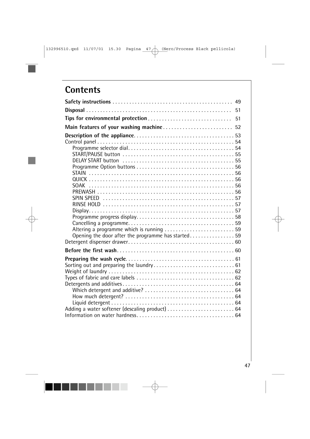 AEG 60820 manual Contents 