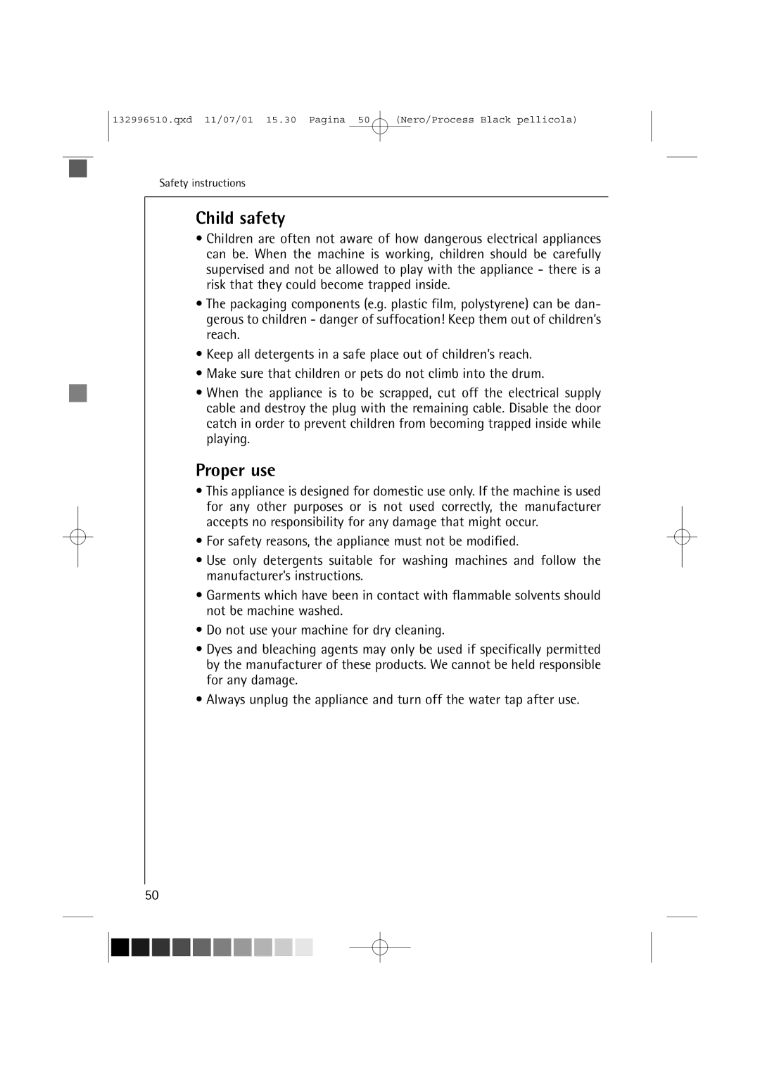 AEG 60820 manual Child safety, Proper use 