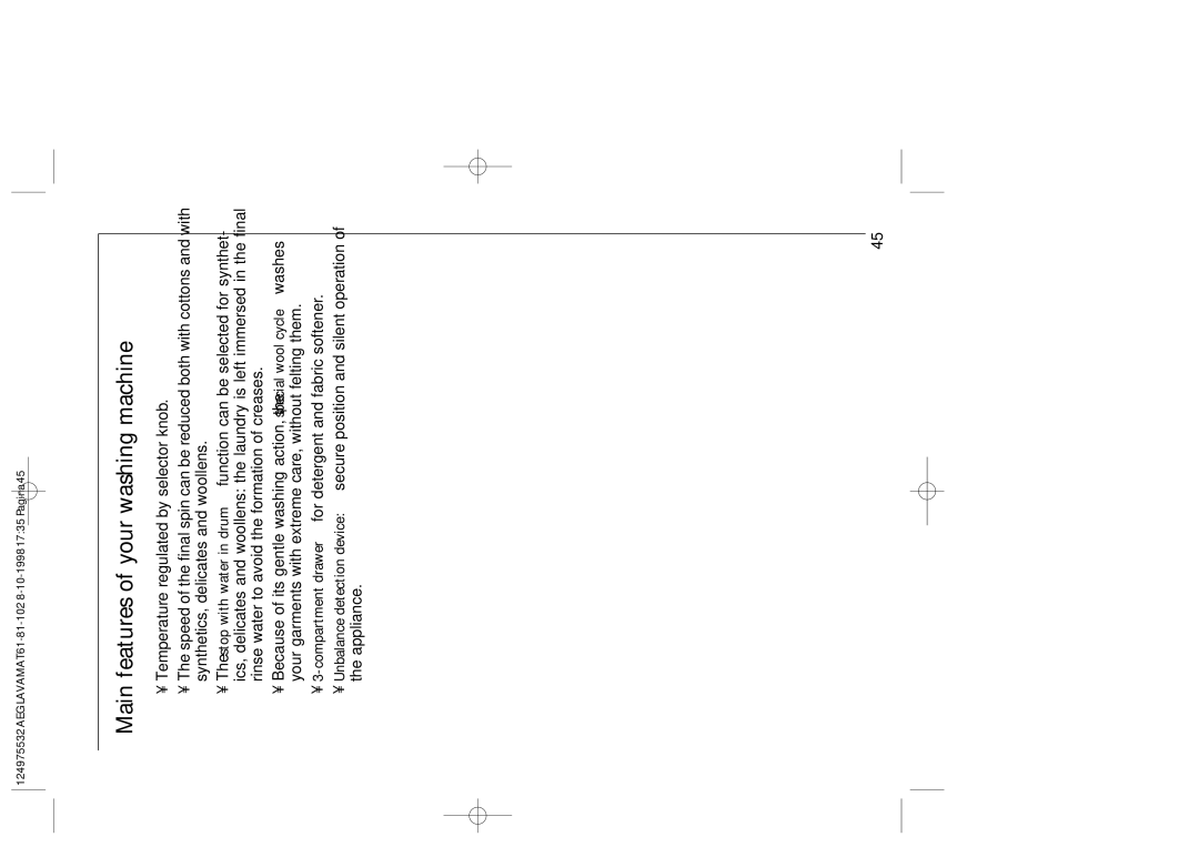 AEG 61-81-102 manual Main features of your washing machine 