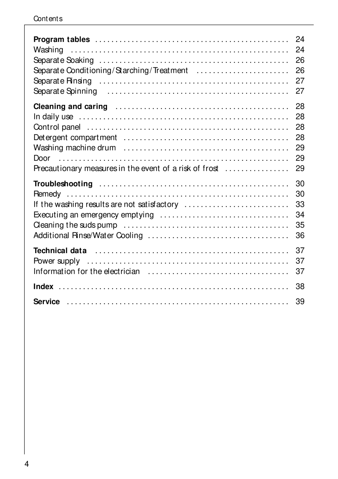 AEG 62600 operating instructions Contents 