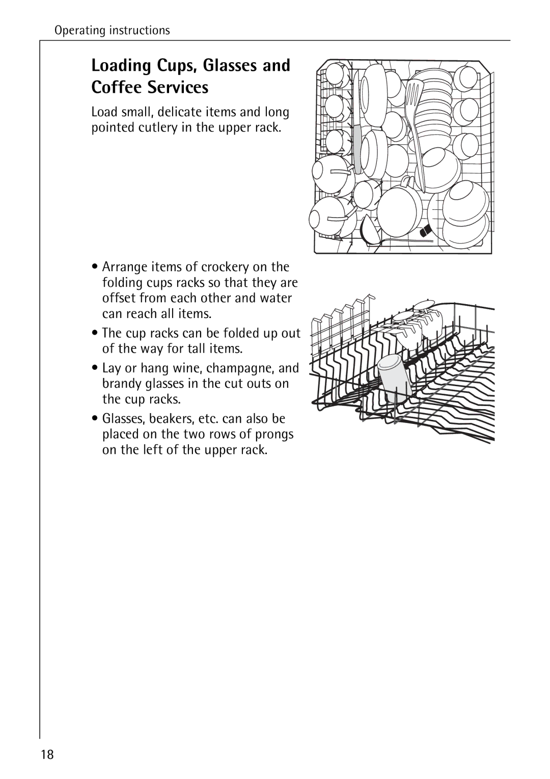 AEG 6281 I manual Loading Cups, Glasses and Coffee Services 