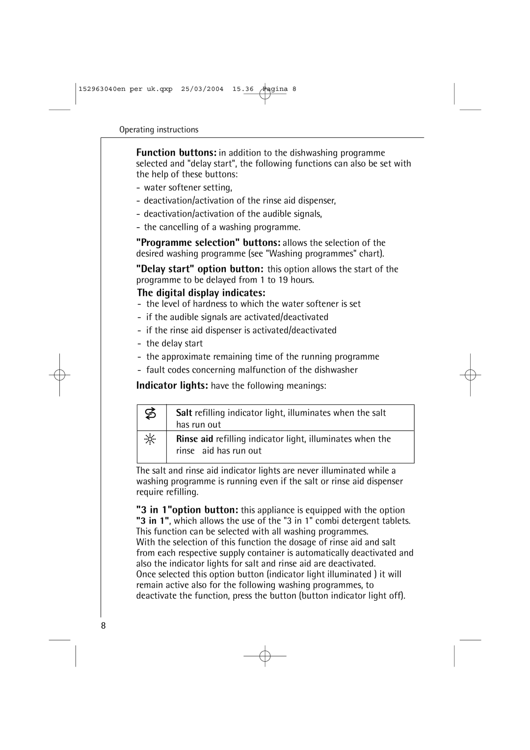 AEG 64070 VIL manual Digital display indicates 