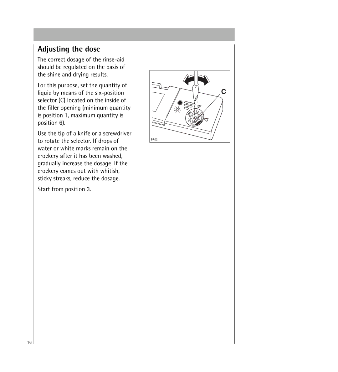 AEG 64800 manual Adjusting the dose 